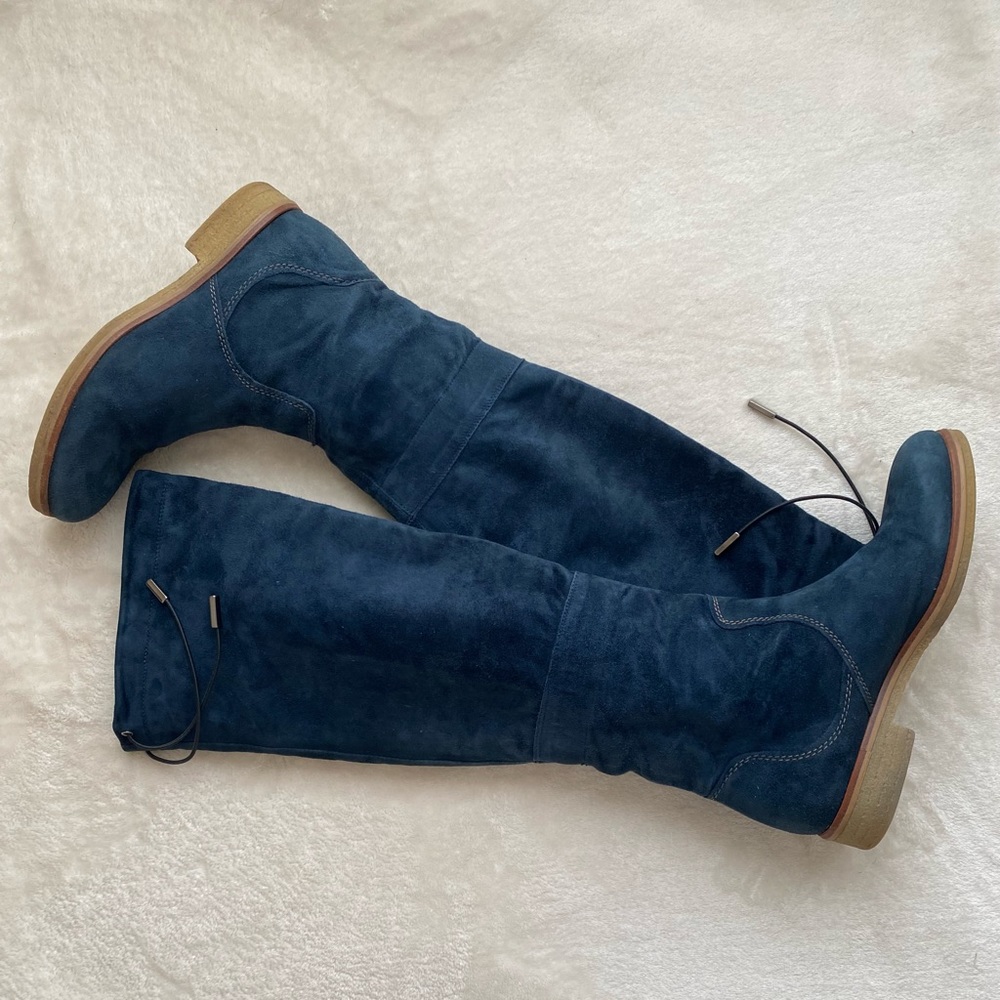VIC MATIE Women’s Suede Boots Navy Blue Made In Italy, Sz 36(EU) / 6.5/7
